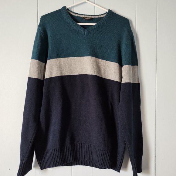 Denver Hayes Soft Cotton V Neck Long Sleeve Sweater - Picture 1 of 5